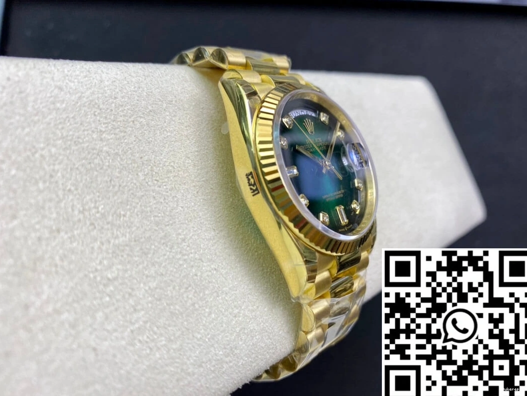 Gold EW Day-Date M128238-0069 Factory Green Gradual Yellow Dial Rolex 0223